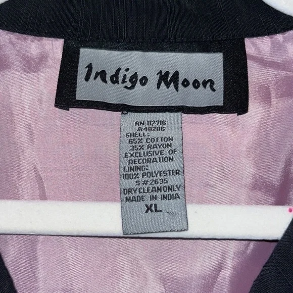 Vintage black floral wearable art blazer jacket sz XL boho hippie mixed media - Picture 7 of 9